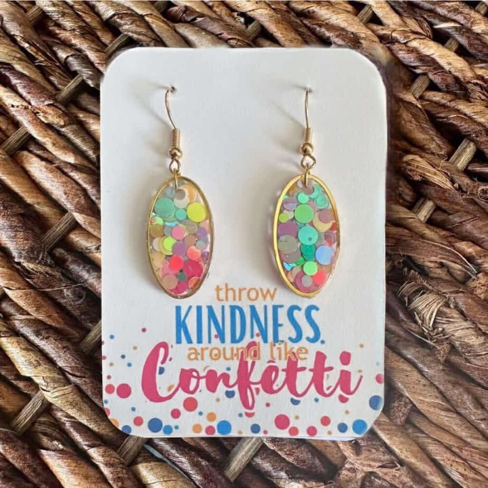 New Handmade “Throw Kindess Around Like Confetti” Dangle Earrings
